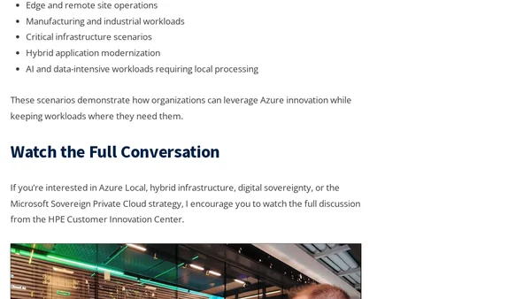 Exploring Azure Local and the Microsoft Sovereign Private Cloud at the HPE Customer Innovation Center