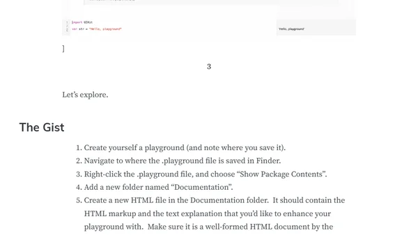 Create Documentation for your Swift Playground