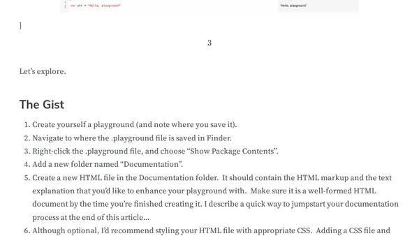Create Documentation for your Swift Playground