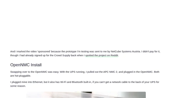 OpenNMC is an open replacement for expensive APC management cards