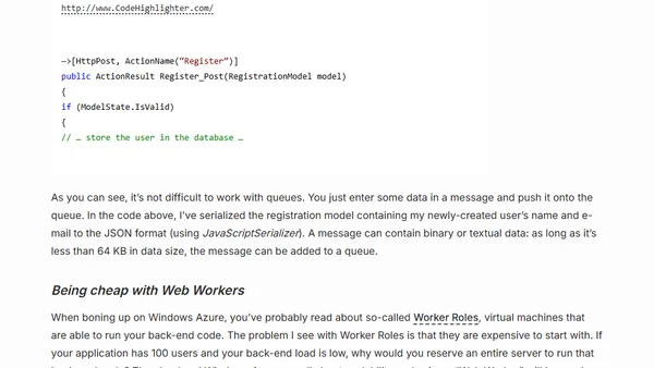 Sending e-mail from Windows Azure