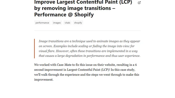 Improve Largest Contentful Paint (LCP) by removing image transitions – Performance @ Shopify