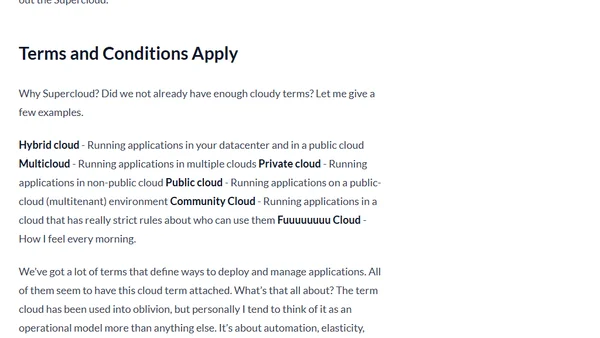 Supercloud is neither super nor a cloud, discuss.