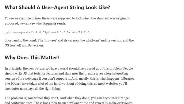 User-Agent Strings (or, Don't Make Me Come After You)