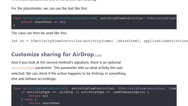 How to customize share sheet content for AirDrop