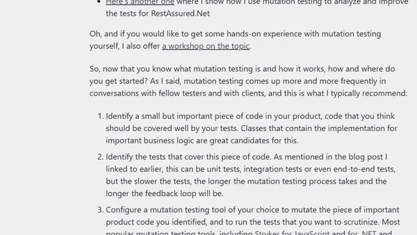 On getting started with mutation testing