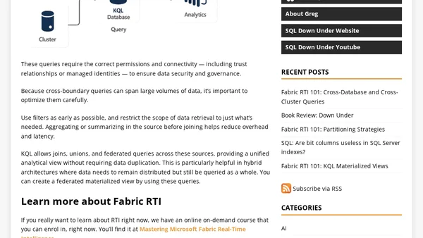 Fabric RTI 101: Cross-Database and Cross-Cluster Queries