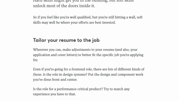 For whatever it's worth: my advice on job hunting in tech