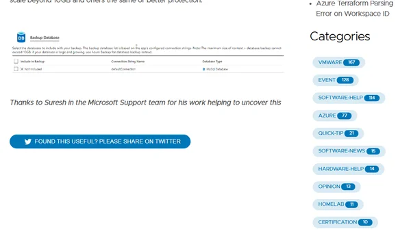 Azure App Service Backups Failing