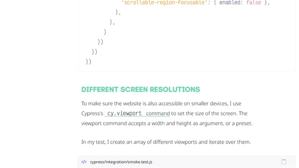 Setting up Cypress with axe for accessibility