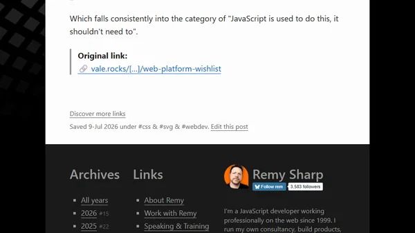 Web Platform Wishlist on Vale.Rocks [link]