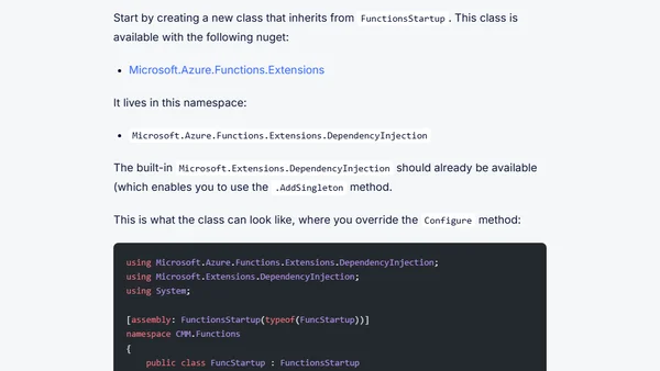 Re-use service instances by Implementing Dependency Injection in Azure Functions