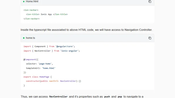 Basic Navigation in Ionic Applications