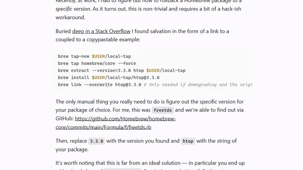 ProTip™: Rollback a Homebrew Package