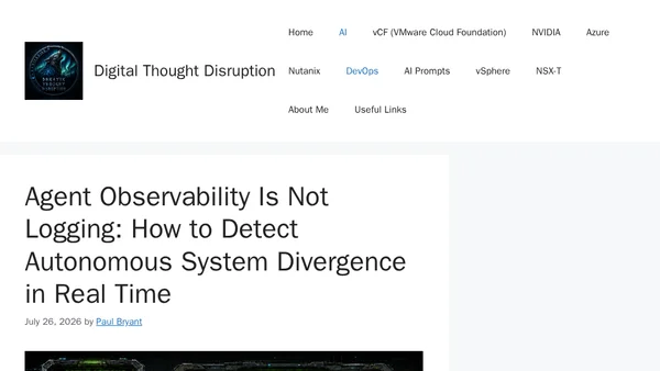 Agent Observability Is Not Logging: How to Detect Autonomous System Divergence in Real Time
