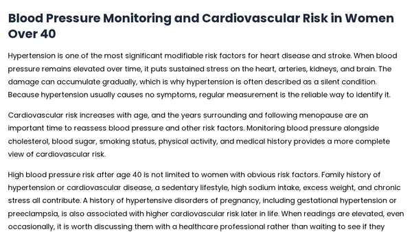 Why Women Over 40 May Need More Frequent Blood Pressure Checks