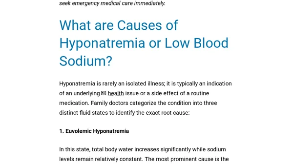 Low Blood Sodium: Understanding the Symptoms, Causes, and Treatments of Hyponatremia