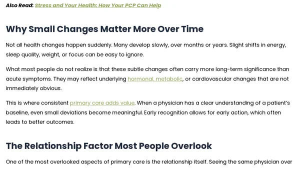 The Role of Primary Care in Long-Term Health, Not Just Sick Visits