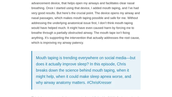 RHR: Mouth Taping: Beyond the Hype—What the Science Really Says
